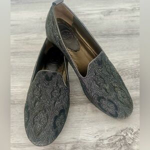 Johnston & Murphy Metallic Black Paisley Loafers
